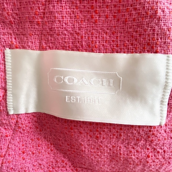 COACH leather-trimmed jacket in magenta fabric - Picture 6 of 8